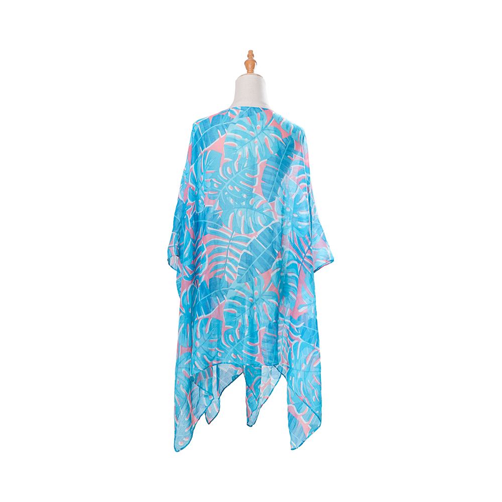 100 % voile til kvinder strand cover up badedragt kimono med boheme blomsterprint, løst fritidstøj