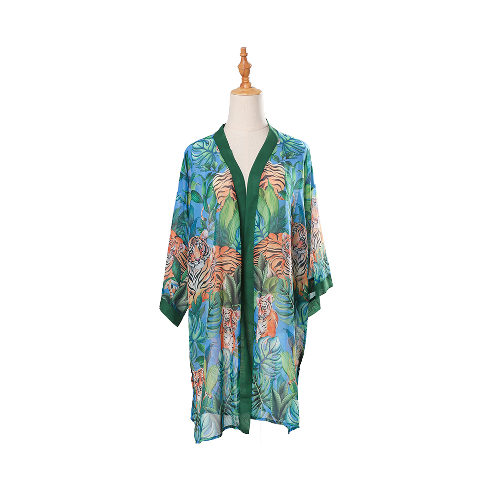 Digital print chiffon kvinder sommer bikini kimono badedragt cover ups til badetøj