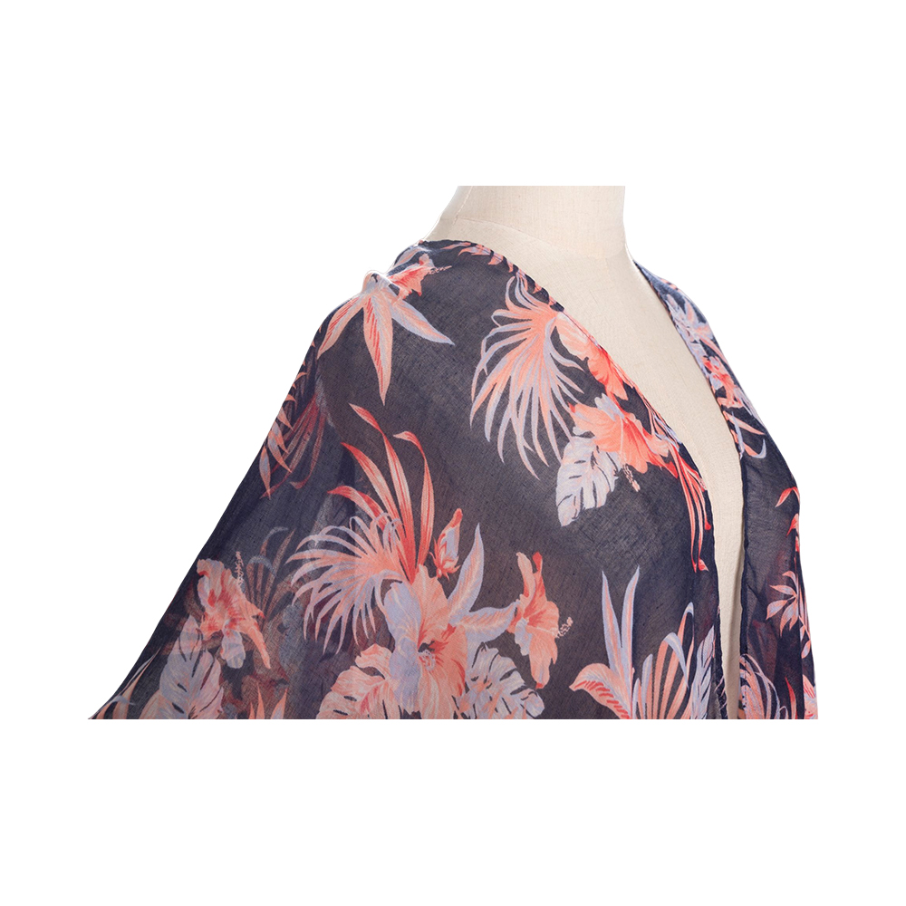 Voile kvast sommer tynde blomsterprint chiffon elegante sjaler til kvinder