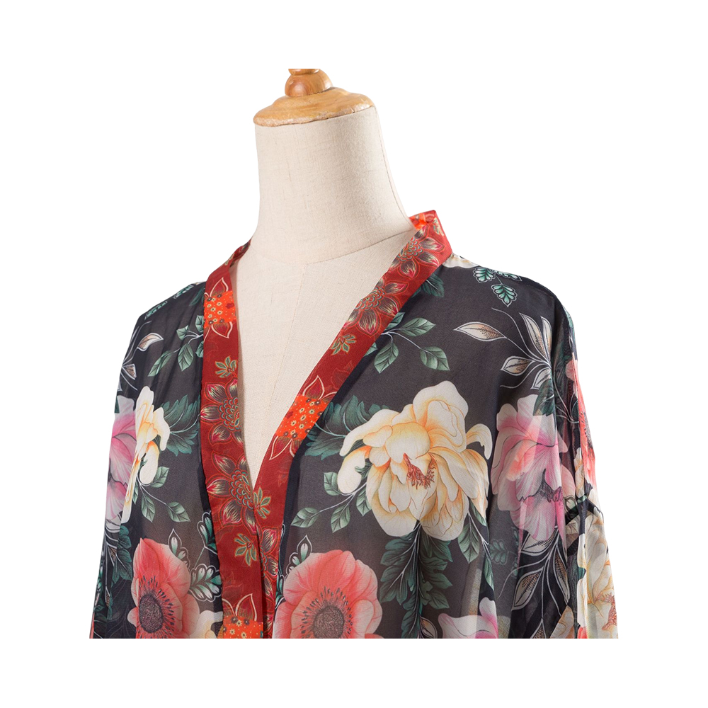 Kimonoer til kvinder sommer strand cover up gennemsigtig cardigan chiffon blomster cover up løs afslappet top bluse