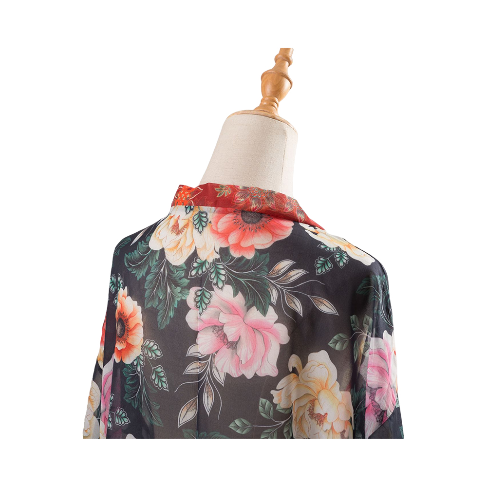 Kimonoer til kvinder sommer strand cover up gennemsigtig cardigan chiffon blomster cover up løs afslappet top bluse