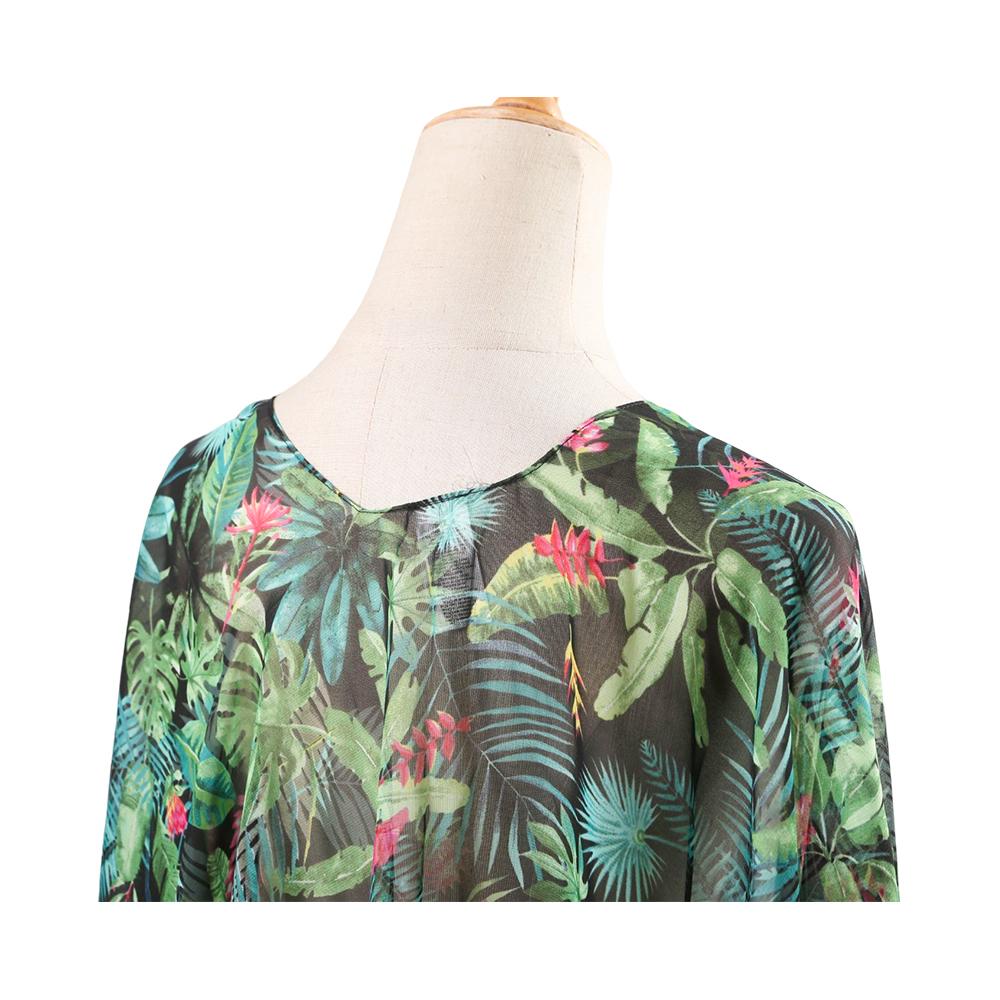 100% polyester dame sommer cardigan chiffon blomster dække op løs afslappet top bluse